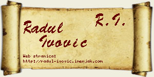 Radul Ivović vizit kartica